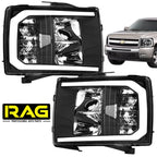 Faros Delanteros Silverado 5.3 Fondo Negro LED 2007 - 2014 RAG