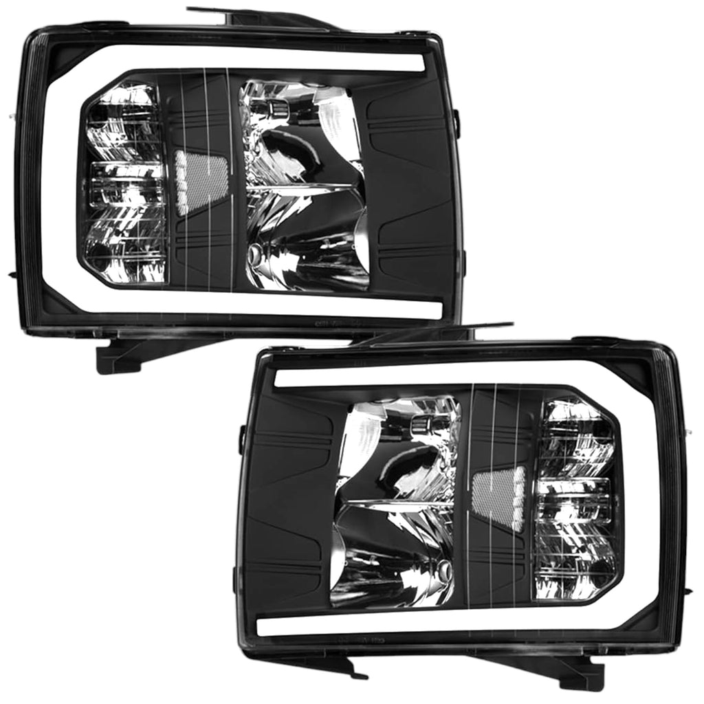 Faros Delanteros Silverado 5.3 Fondo Negro LED 2007 - 2014 RAG