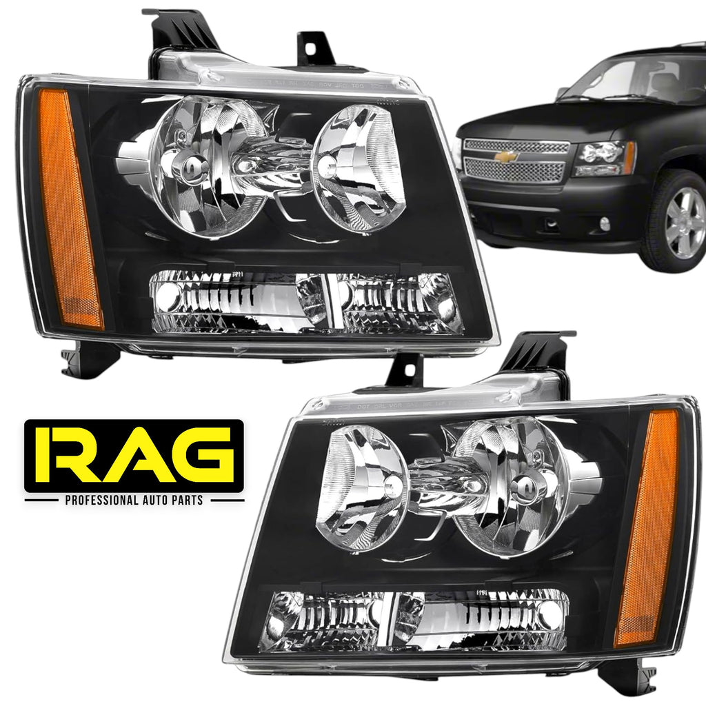 Faros Delanteros Chevrolet Tahoe 5.3 2007 - 2013 Fondo Negro RAG